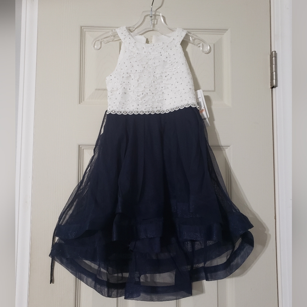 Speechless Girls White/Navy Dress Size 2T NWT